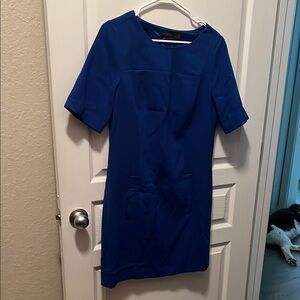 The Limited Blue Sheath Mini Dress with Crew Neck